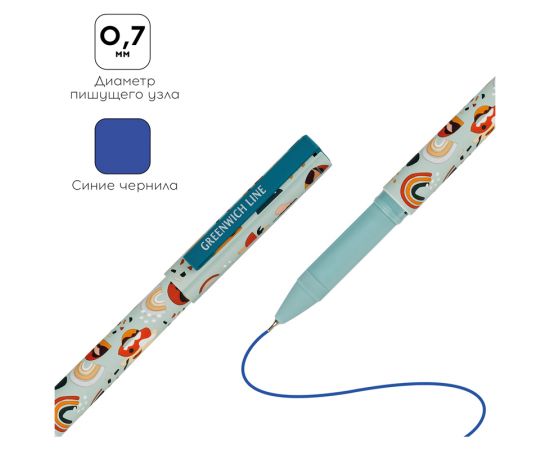 Ручка шариковая Greenwich Line "Modern art" синяя, 0,7мм, игольчатый стержень, грип, софт-тач GL_24524/Pbl_32651