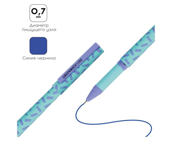 Ручка шариковая Greenwich Line "Pattern lavender" синяя, 0,7мм, игольчатый стержень, грип, софт-тач GL_24586/Pbl_32657