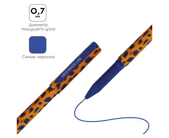 Ручка шариковая Greenwich Line "Sienna" синяя, 0,7мм, игольчатый стержень, грип, софт-тач GL_24678/Pbl_32666