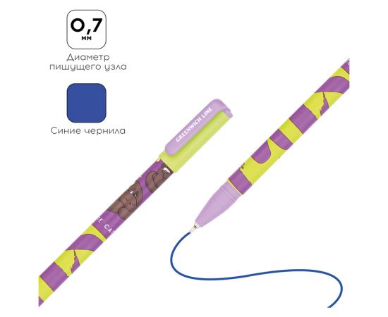 Ручка шариковая Greenwich Line "Cats" синяя, 0,7мм, игольчатый стержень, софт-тач GL_25279