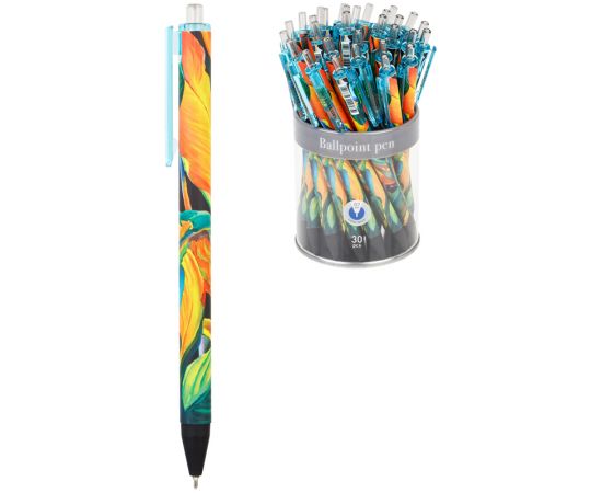 Ручка шариковая автоматическая Greenwich Line "Island plants" синяя, 0,7мм, игольчатый стержень, софт-тач GL_25729