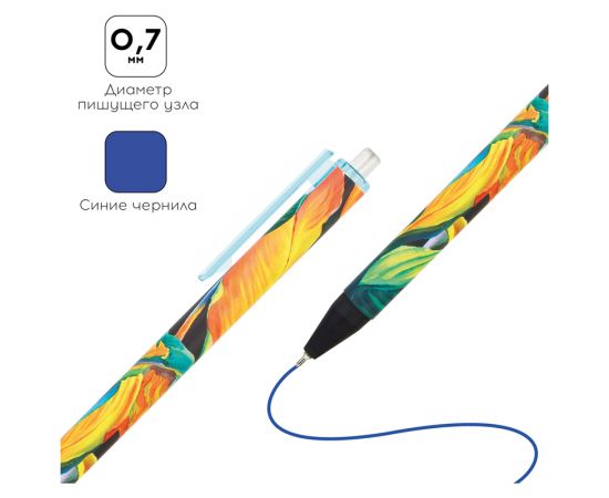 Ручка шариковая автоматическая Greenwich Line "Island plants" синяя, 0,7мм, игольчатый стержень, софт-тач GL_25729