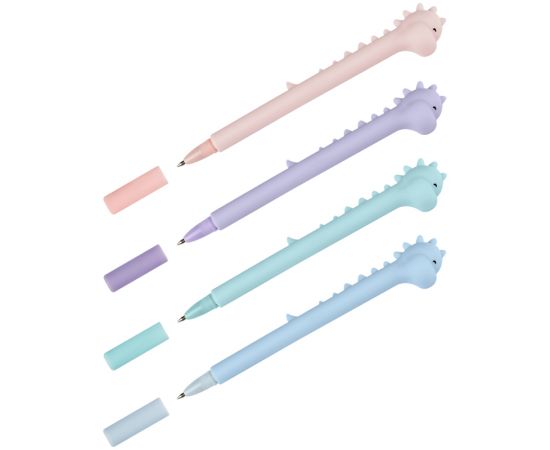 Ручка шариковая MESHU "Cute Dinosaur", синяя, 0,7мм, корпус ассорти, с топпером MS_02699