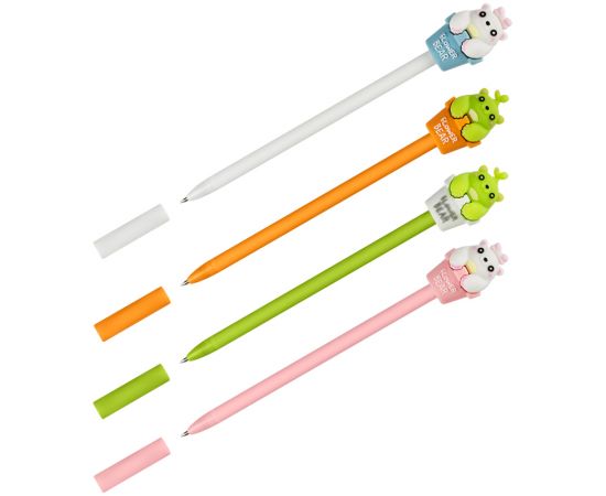 Ручка шариковая MESHU "Flower Bear", синяя, 0,7мм, корпус ассорти, с топпером MS_02798