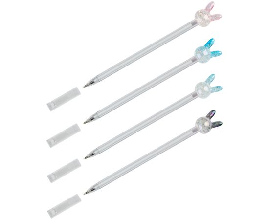 Ручка шариковая MESHU "Crystal Rabbit" синяя, 0,7мм, корпус ассорти, с топпером MS_02897