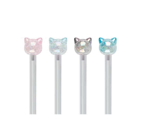 Ручка шариковая MESHU "Crystal Kitten" синяя, 0,7мм, корпус ассорти, с топпером MS_02934