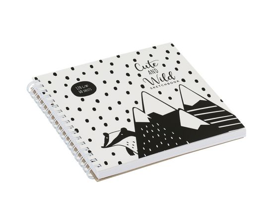 Скетчбук 60л., 150*150 MESHU "Black&white", на гребне, выб. лак, soft-touch, 120г/м2 MS_44875