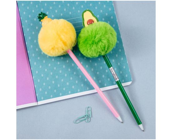 Ручка шариковая MESHU "Avocado&Ananas" синяя, 0,7мм, корпус ассорти, с топпером MS_65763