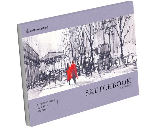 Скетчбук для маркеров 60л., А4 Greenwich Line "City walk", на склейке, 100г/м2 SkBM_45781