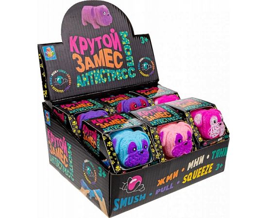 Крутой замес, 1toy Крутой замес, Супер Мопс, тянущийся8,5см, 4 цвета Т20317 Т20317