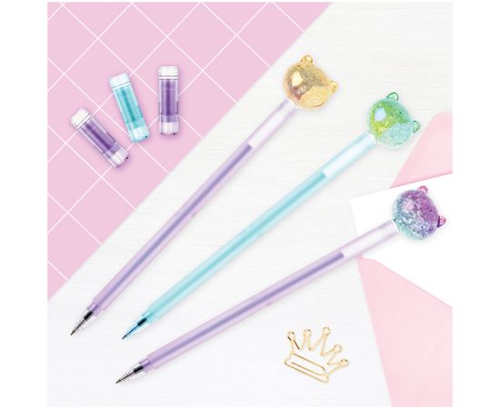Ручка шариковая MESHU "Cute Cats" синяя, 0,7мм, перламутр, софт-тач, ассорти, с топпером 296411