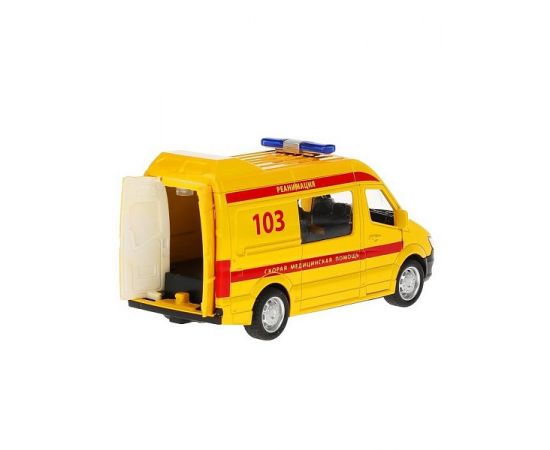 Машина металл свет-звук РЕАНИМАЦИЯ 14,5 см, двери, багаж, инерц, желт 306219 306219