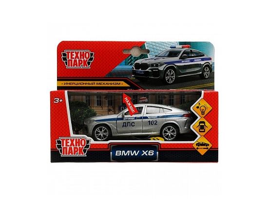 Машина металл свет-звук BMW X6 mk3 g06 ПОЛИЦИЯ 12 см, двер, инер, сер, кор 335443 335443