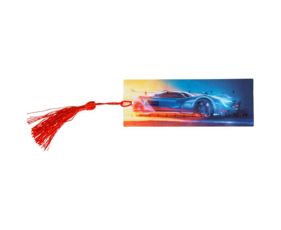 Закладка для книг 3D с линейкой, 150*55мм, ArtSpace "Car", декоративный шнурок 3D_37496