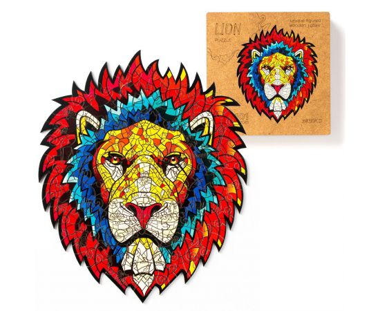Деревянный пазл с двухслойной крышкой Лев M 46071774551730