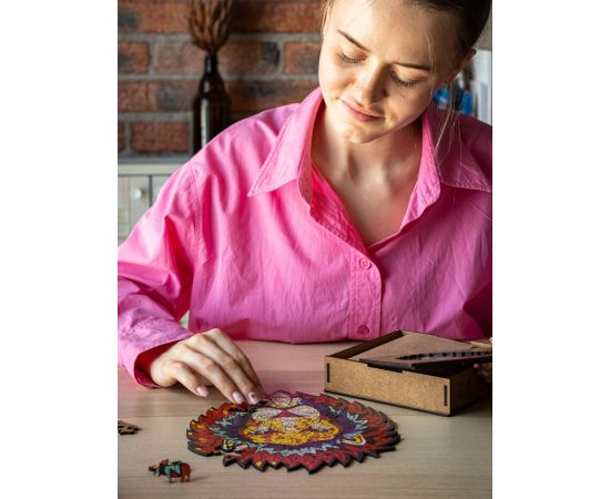 Деревянный пазл с двухслойной крышкой Лев M 46071774551730