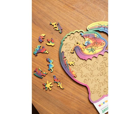 Деревянный фигурный пазл «Диплодок» kids S 46071774551738