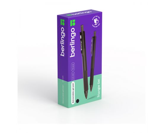 Ручка гелевая автоматическая Berlingo "Triangle gel RT" черная, 0,5мм, грип CGm_50063