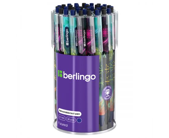 Ручка шариковая автоматическая Berlingo "Futureal" синяя, 0,7мм, грип, рисунок на корпусе, soft-touch, ассорти Cbm_07S12