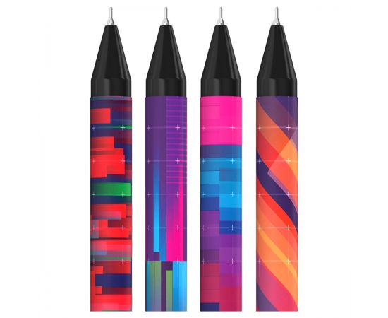 Ручка шариковая автоматическая Berlingo "Glitch" синяя, 0,7мм, грип, рисунок на корпусе, soft-touch, ассорти Cbm_07S14