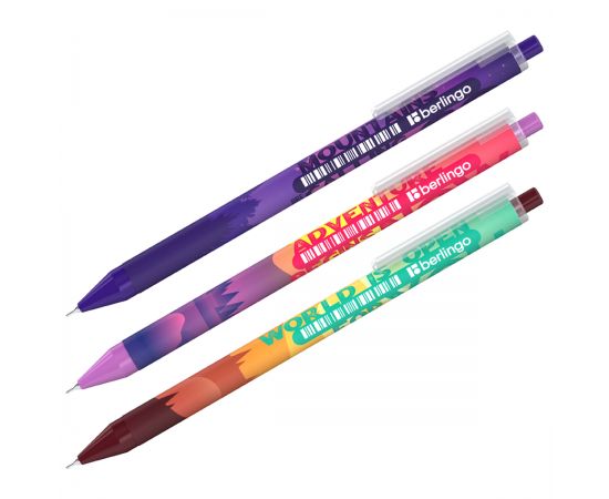 Ручка шариковая автоматическая Berlingo "Scenic" синяя, 0,7мм, грип, рисунок на корпусе,soft touch, ассорти Cbm_07S16