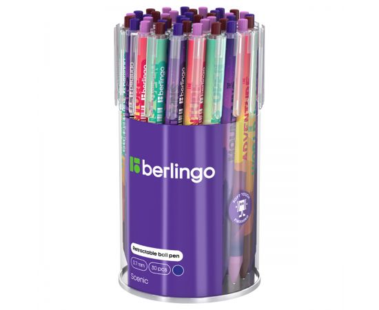 Ручка шариковая автоматическая Berlingo "Scenic" синяя, 0,7мм, грип, рисунок на корпусе,soft touch, ассорти Cbm_07S16