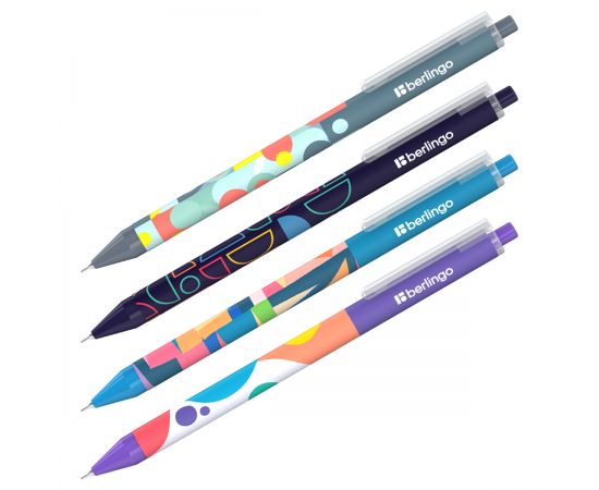 Ручка шариковая автоматическая Berlingo "Balance" синяя, 0,7мм, грип, рисунок на корпусе,soft touch, ассорти Cbm_07S18