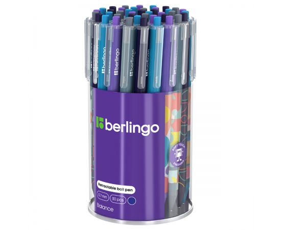 Ручка шариковая автоматическая Berlingo "Balance" синяя, 0,7мм, грип, рисунок на корпусе,soft touch, ассорти Cbm_07S18