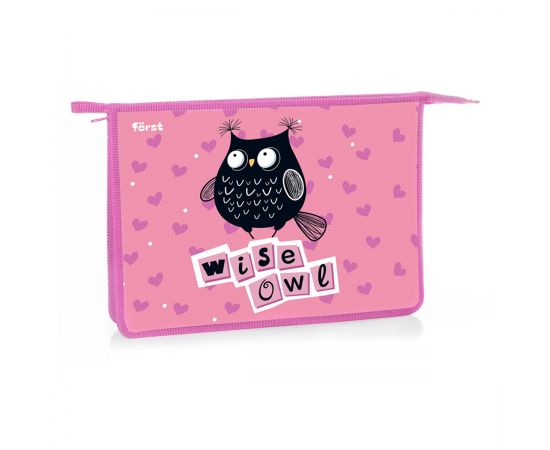 Папка для тетрадей 1 отделение, А4, Först "Black owl", 340*245*40мм, пластик, на молнии FT-PP-A40306