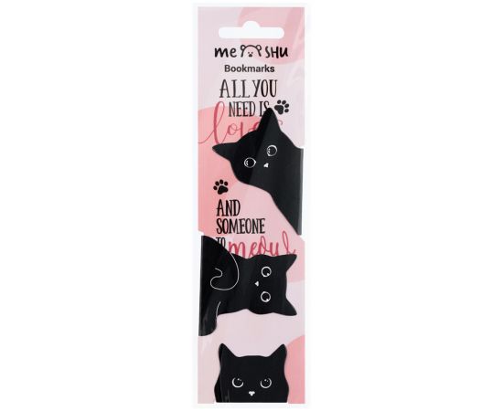 Закладки магнитные для книг, 3шт., MESHU "Black cat" MS_47789