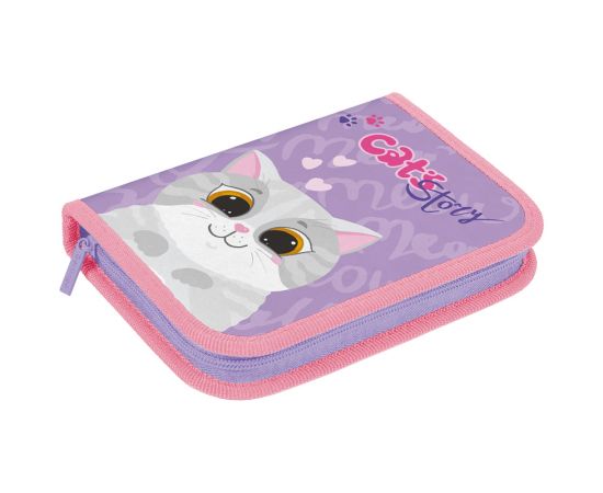 Пенал 1 отделение, 200*140*40 Berlingo "Cute cat", 2 откидные секции, полиэстер PK12006