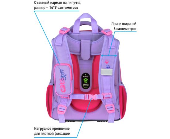 Ранец Berlingo Expert "Cute cat" 37*28*16см, 2 отделения, 2 кармана, анатомическая спинка RU07104