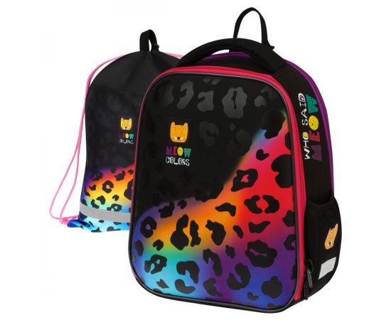 Ранец Berlingo Expert Mini "Meow colors" 36*27*14см, 2 отделения, 2 кармана, анатомическая спинка, мешок для обуви RU09042