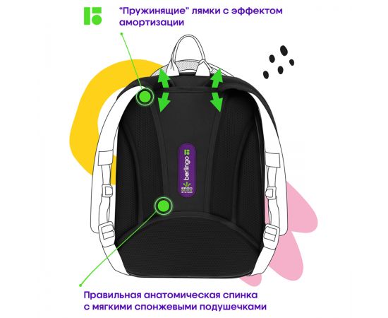 Ранец Berlingo Expert Mini "Meow colors" 36*27*14см, 2 отделения, 2 кармана, анатомическая спинка, мешок для обуви RU09042