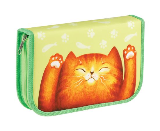 Пенал 1 отделение, 210*130 Мульти-Пульти "Lazy Cat", две откидные секции, ткань ПK1_44854