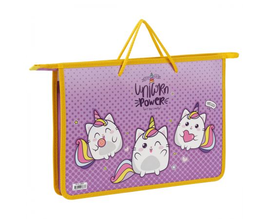 Папка с ручками А4 ArtSpace "Unicorn", пластик, на молнии, 45мм ПТ-15_49837