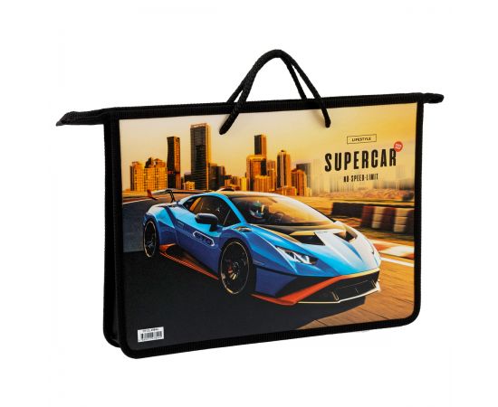 Папка с ручками А4 ArtSpace "Supercar", пластик, на молнии, 45мм ПТ-15_49844