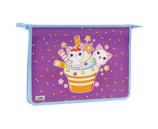 Папка для тетрадей 2 отделения А4 ArtSpace "Sweet Cats", пластик, на молнии ПТ-83-2_42213