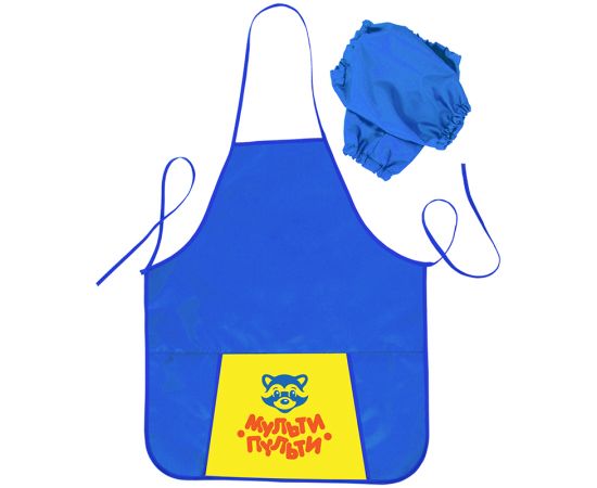 Фартук с нарукавниками Мульти-Пульти "Приключения Енота", 53,5*44,5см, 1 карман, синий ФТ_13484