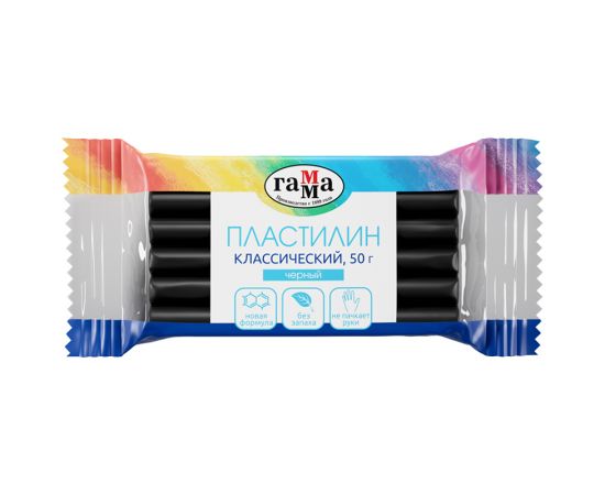 Пластилин Гамма "Классический", черный, 50г 270818_18