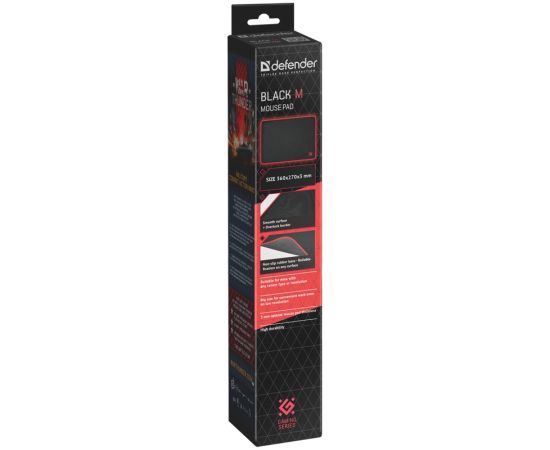 Коврик для мыши Defender Black M 360*270*3мм, ткань+резина 50560