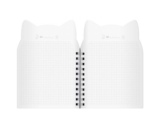 Записная книжка арт. 62750 КОШАЧЬИ ШАЛОСТИ / 180x250 мм, 80 л., гребень по длинной стороне, полноцветная печать, глянцевая ламинация. 65 г/м², одна краска, клетка, дизайнерский блок , фигурная вырубка/ 62750