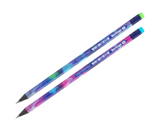 Карандаш ч/г Berlingo "Retro Future" HB, черное дерево, круглый, заточен., с ластиком, ассорти BP00S08