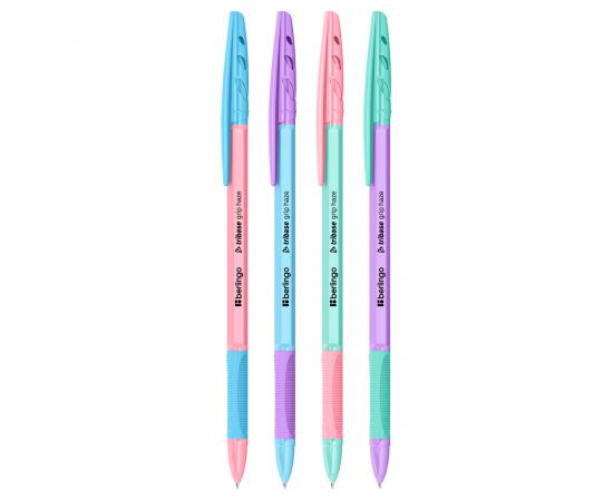 Ручка шариковая Berlingo "Tribase grip haze" синяя, 0,7мм, грип, ассорти CBp_70966