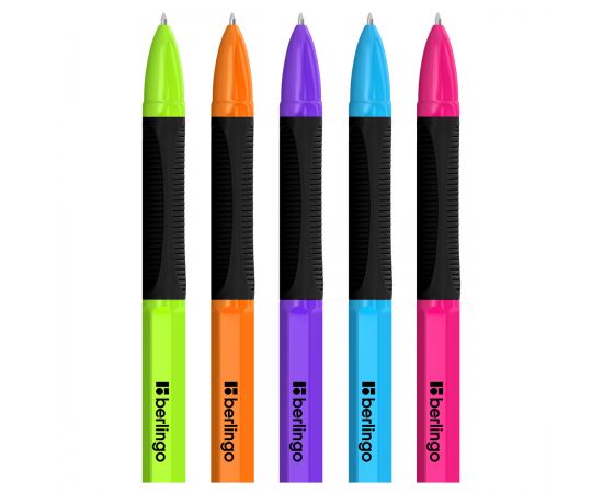 Ручка шариковая Berlingo "Tribase grip color zone" синяя, 0,7мм, грип, ассорти CBp_70967