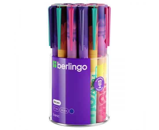 Ручка шариковая Berlingo "Scenic" синяя, 0,7мм, грип, рисунок на корпусе, soft-touch, ассорти Cbp_07S16