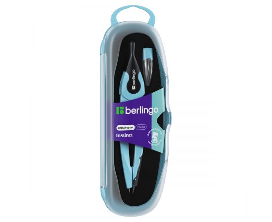 Готовальня Berlingo "Instinct", 2 предмета, циркуль 135мм, аквамарин, пластиковый футляр DS_00002d