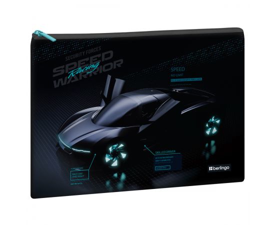 Папка текстильная 1 отделение, А4 Berlingo "Virtual racing", 335*245мм, полиэстер, на молнии FBA409030