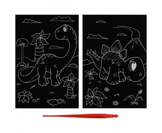 Гравюра Мульти-Пульти "Динозавры", А5, градиентная основа, пакет с европодвесом MP_48508