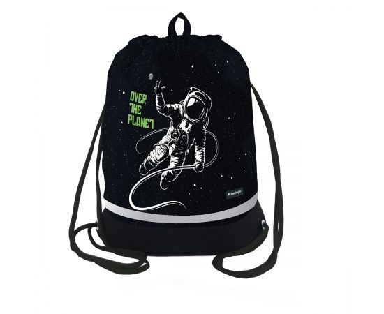Мешок для обуви 1 отделение Berlingo "Over the planet", 400*480мм, расширяющееся дно, светоотражающая лента, карман на молнии MS1083
